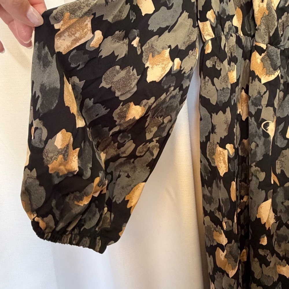 NWT Womens Floral Midi Long Sleeve Floral Peasant Fit Flare Dress 2XL Earth Tone - Picture 4 of 15